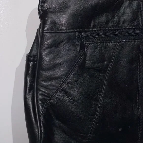 Embassy Women's Black Genuine Leather Top Zip Double Strap Shoulder Bag OS NWT